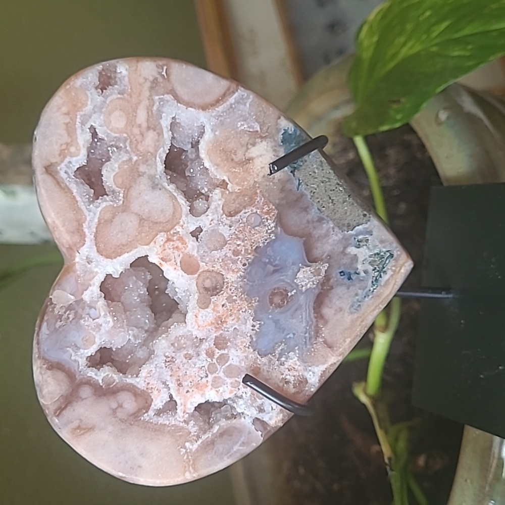 HQ Brazillian Pink Amythyst with Green Jasper Heart